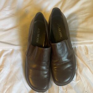 Brown Leather Slip-On Loafers Flats